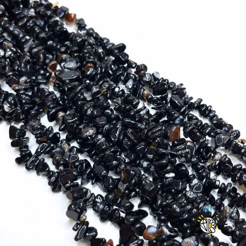 Schwarze Achat-Splitterperle
