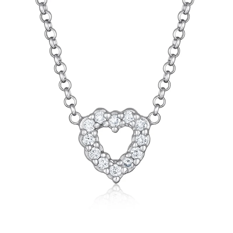 Halskette Herz | Laborgezüchteter Diamant (Weiß, 0.018 ct.)