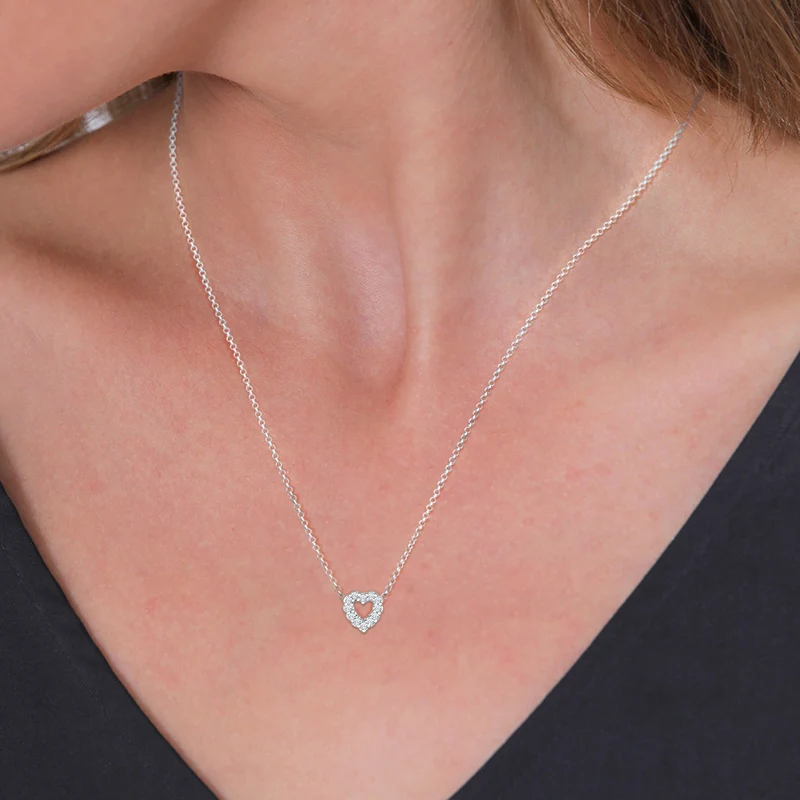 Halskette Herz | Laborgezüchteter Diamant (Weiß, 0.018 ct.)