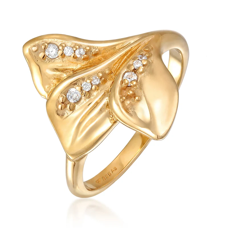 Ring Statement Blätter | Zirkonia (Weiß)