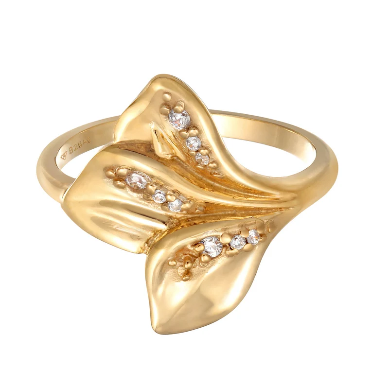 Ring Statement Blätter | Zirkonia (Weiß)