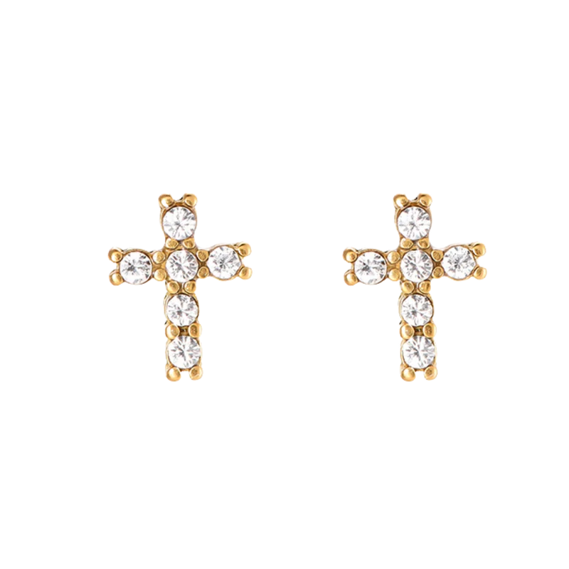 Divine Cross Ohrstecker 14K Vergoldet
