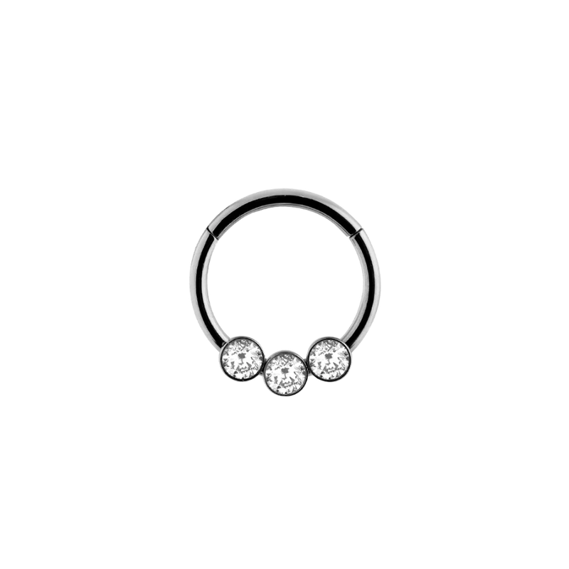 Triple Stone Clicker Piercing Silber
