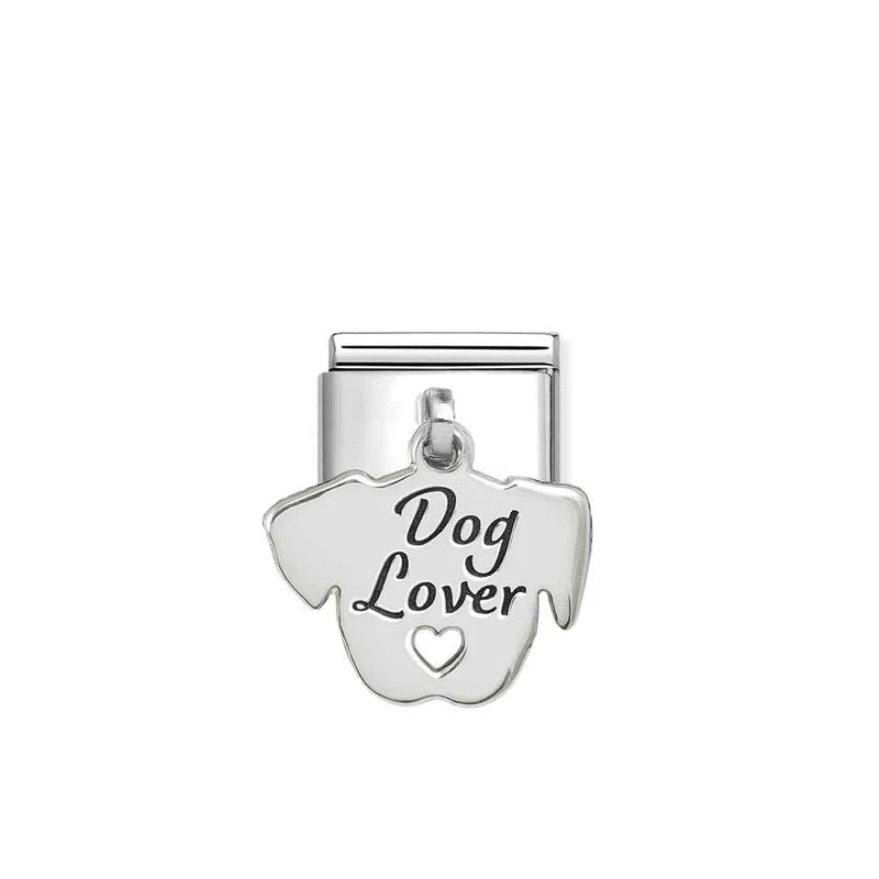 Classic Silver and Enamel Dog Lover Face Hanging Pendants Charms