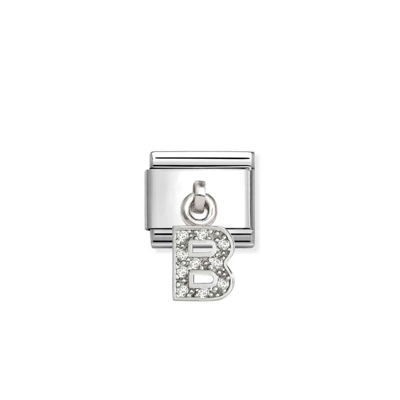 Classic Silver CZ Letter B Letters & Numbers Pendant Charms