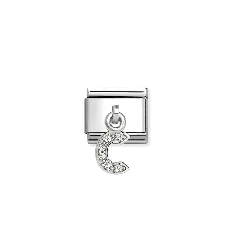 Classic Silver CZ Letter C Letters & Numbers Pendant Charms