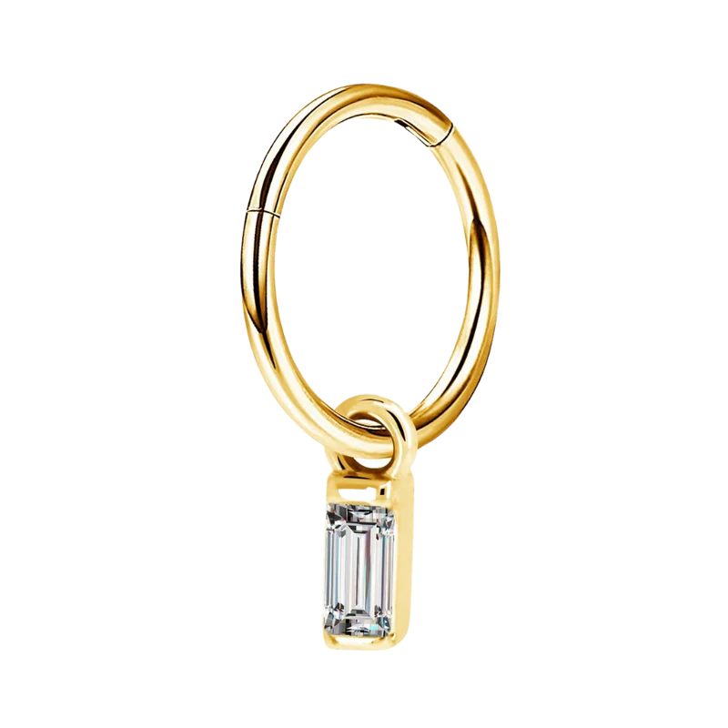 Dangle Baguette Simple Clicker Piercing Gold