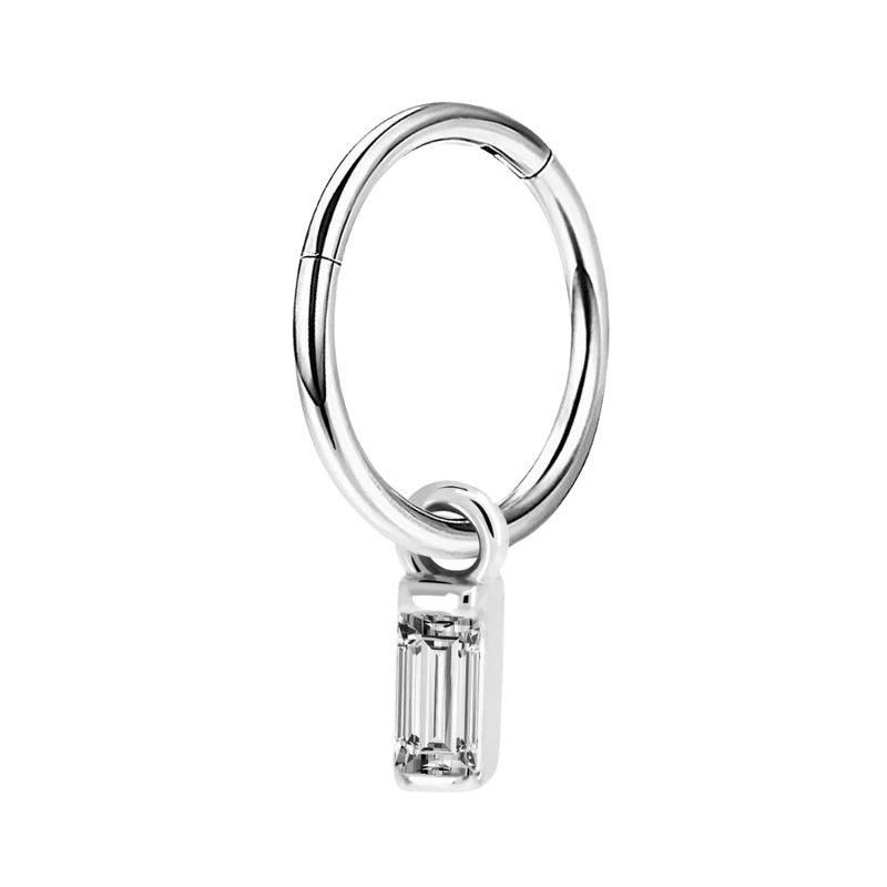 Dangle Baguette Simple Clicker Piercing Gold