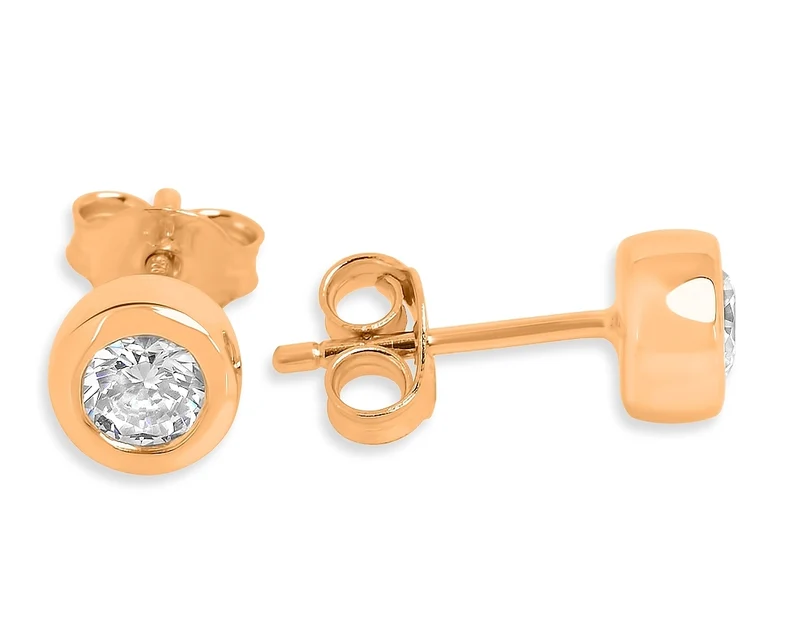 RUNDE OHRSTECKER ROSÉ VERGOLDET OHRSCHMUCK MIT ZIRKONIA