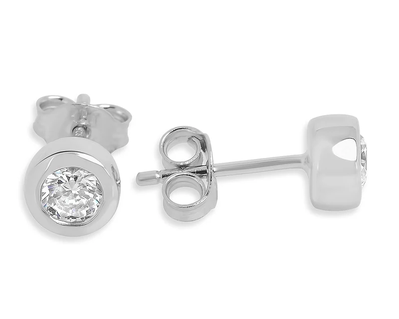 FEINE OHRSTECKER RUND MIT ZIRKONIA SILBER OHRRINGE GALWANI