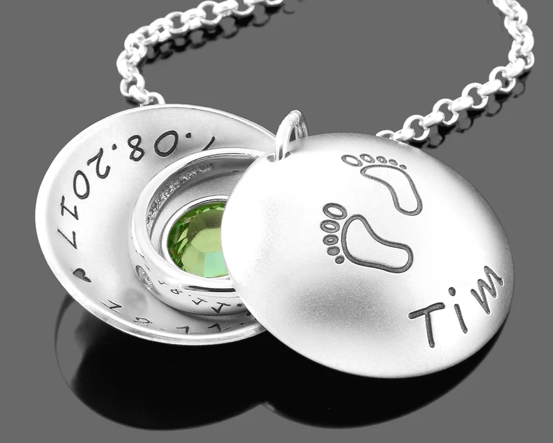 TAUFMEDAILLON KINDERSCHMUCK ZUR TAUFE TAUFRING 925 SILBER KETTE MIT GRAVUR