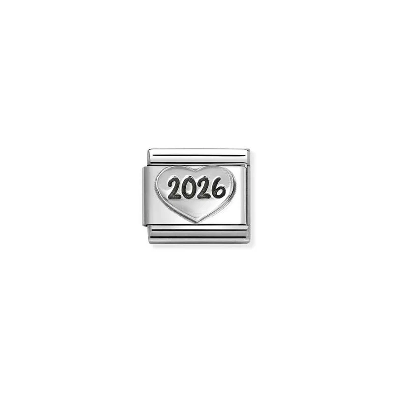 Classic Oxidised Silver and Enamel Heart 2026 Graduation Charms