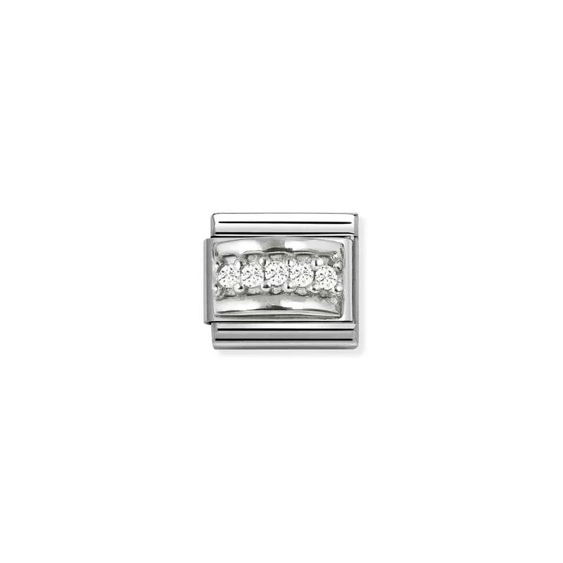 Classic Silver CZ White Track Sparkly & Stones Charms