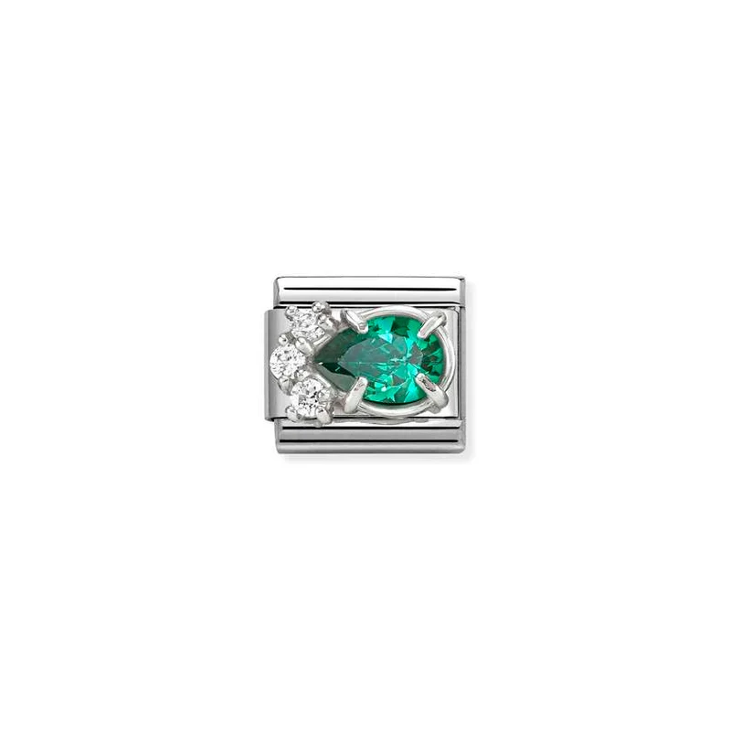 Classic Silver CZ Green Drop Sparkly & Stones Charms