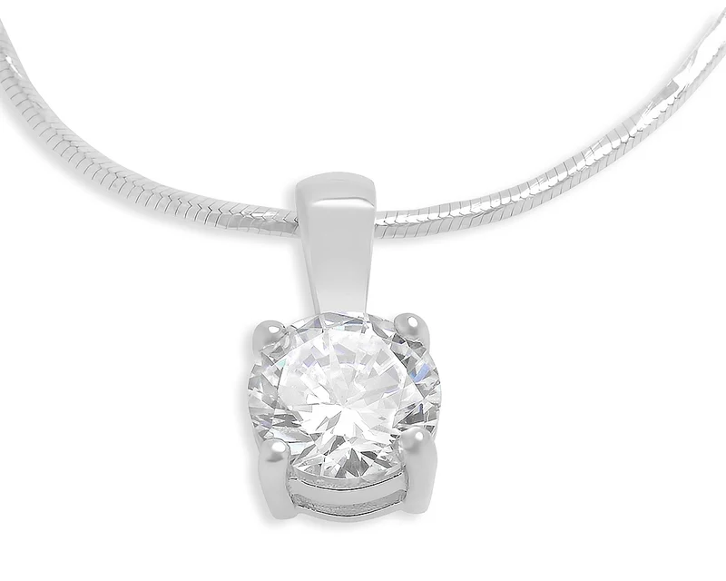 ELEGANTE SCHIMMERNDE DAMENKETTE FUNKELNDER ZIRKONIA ANHÄNGER 925 SILBER