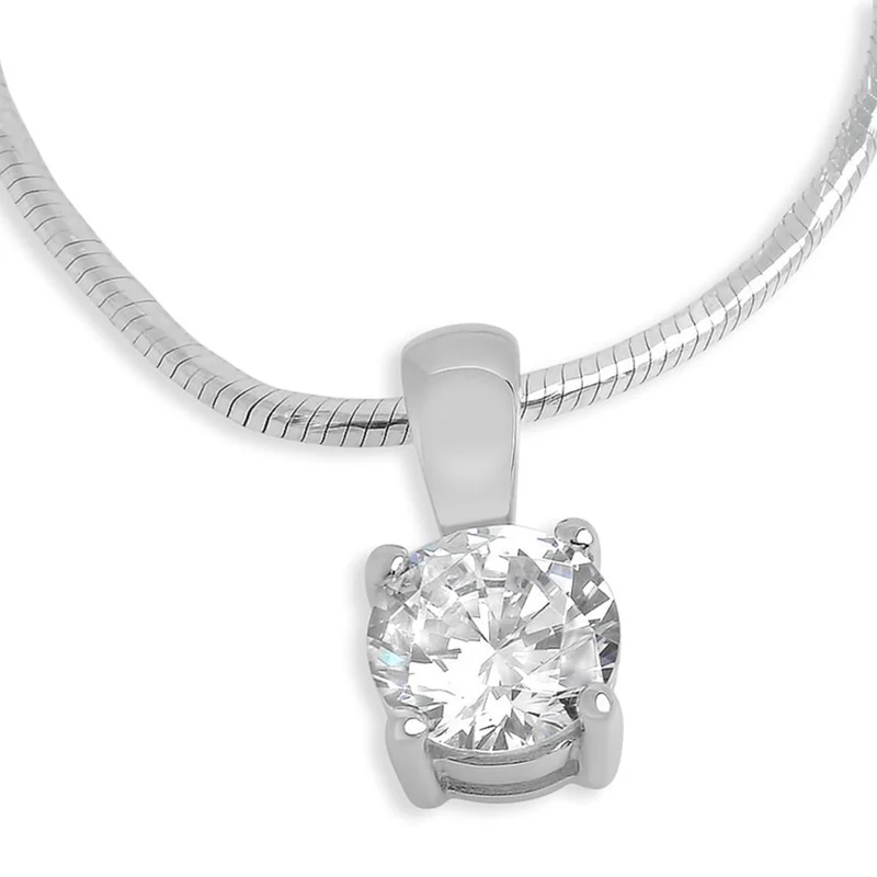 SILBERKETTE SOLITÄR ANHÄNGER ZIRKONIA ZARTER SCHMUCK