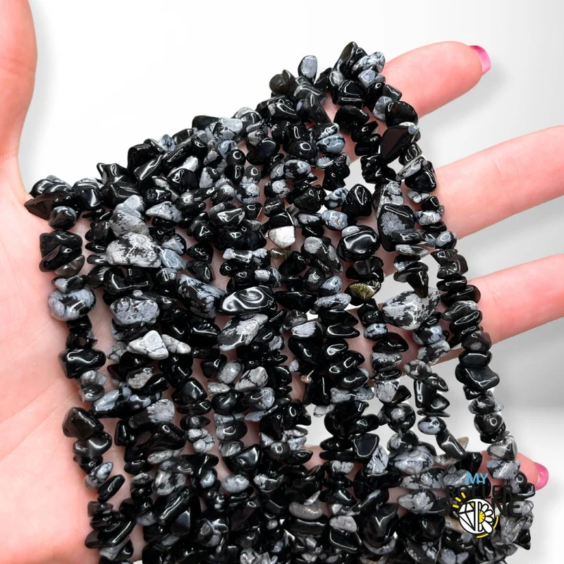 Obsidian-Schneeflocken-Splitterperlen 80 cm