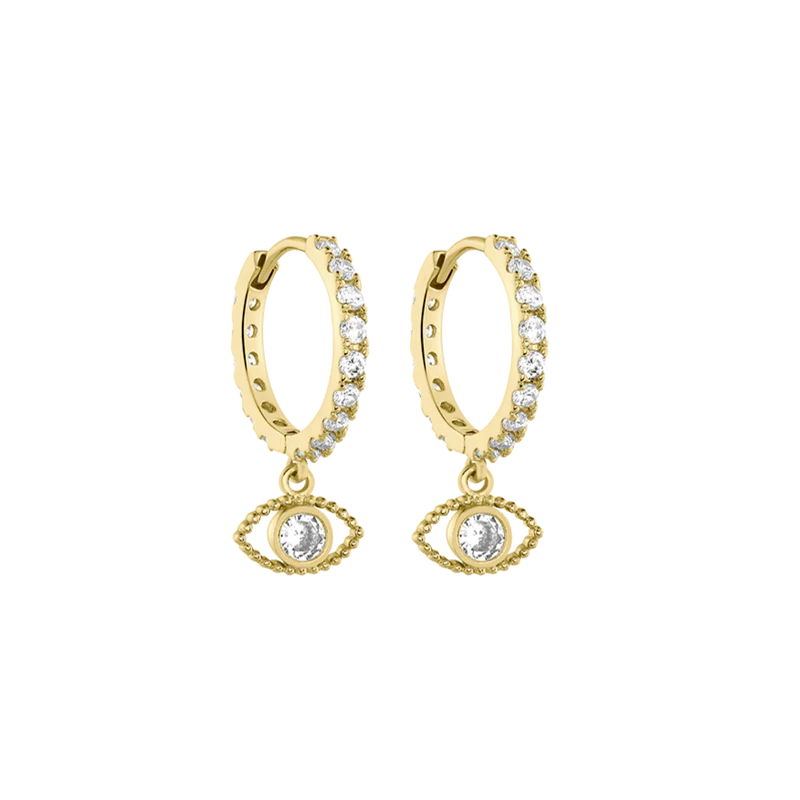 Pave Eye Huggies 18 Karat Vergoldet