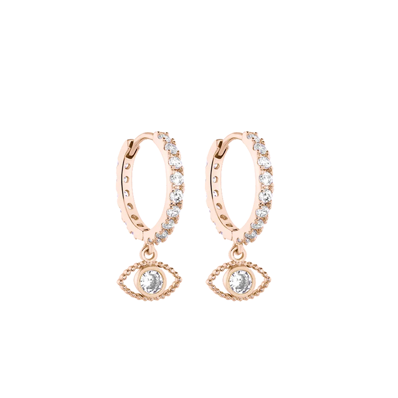 Pave Eye Huggies 18 Karat Vergoldet