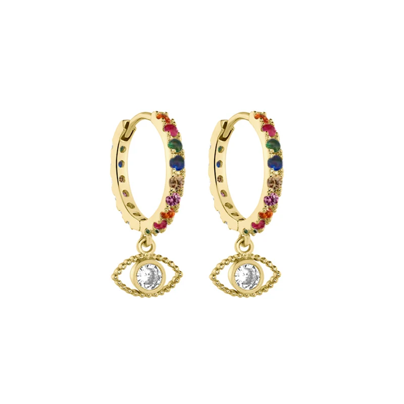 Pave Eye Huggies 18 Karat Vergoldet