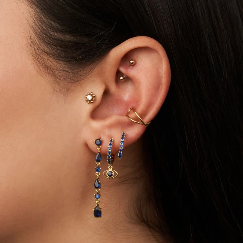 Pave Eye Huggies 18 Karat Vergoldet