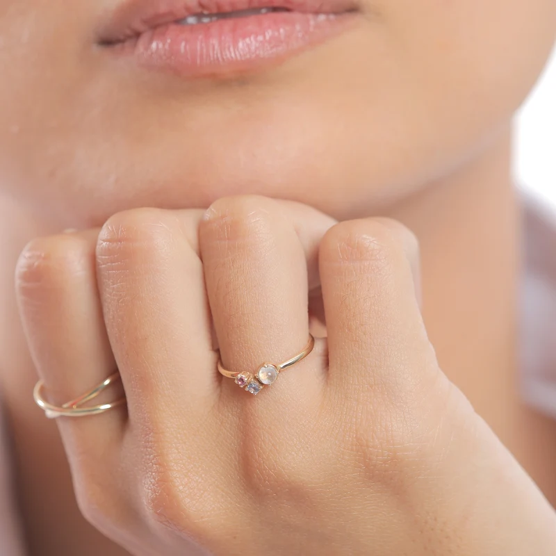 Ring Glamurös | Tansanit, Mondstein, syn. Saphir