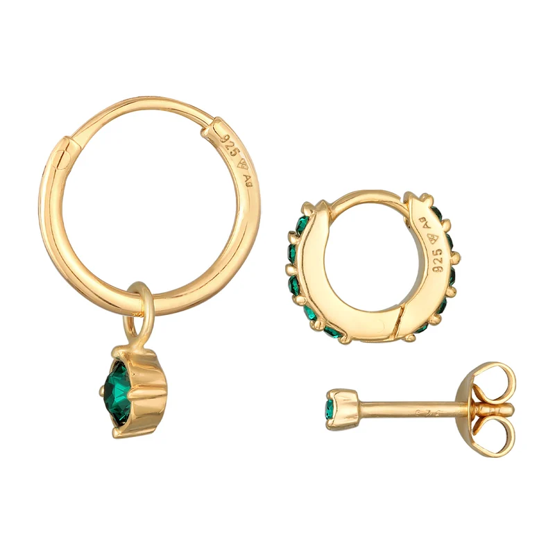 Ohrringset Basic | Kristalle (Grün)