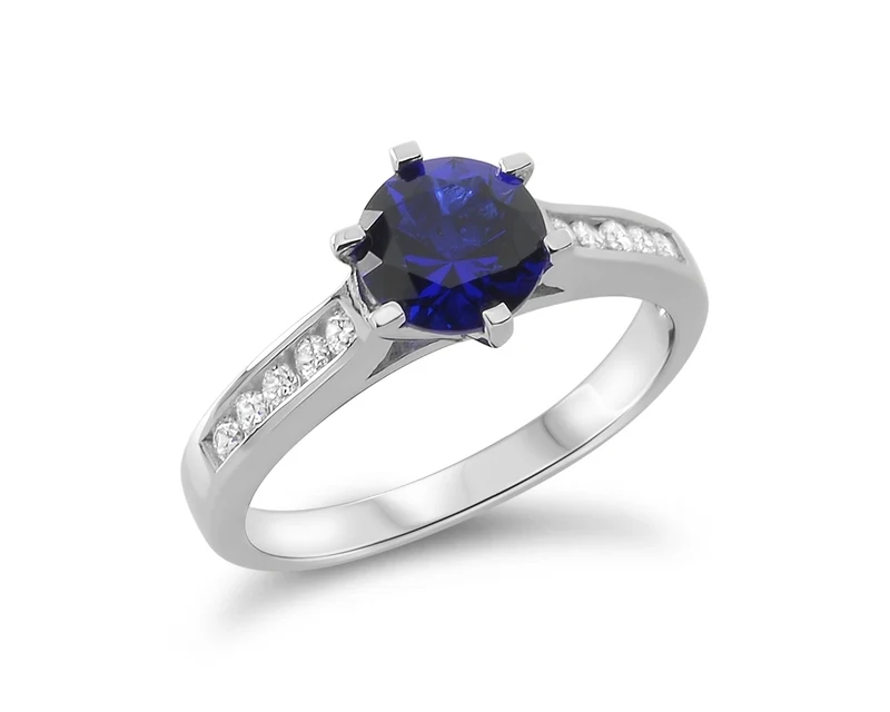 VERLOBUNGSRING 925 SILBER BLAU ZIRKONIA DAMEN RING VERLOBUNG KRISTALLE