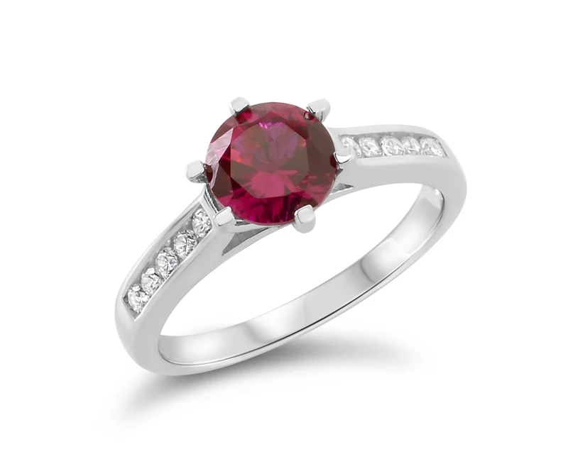 ANTRAGSRING 925 STERLING SILBER ZIRKONIA ROT SILBERRING DAMEN VERLOBUNG RING