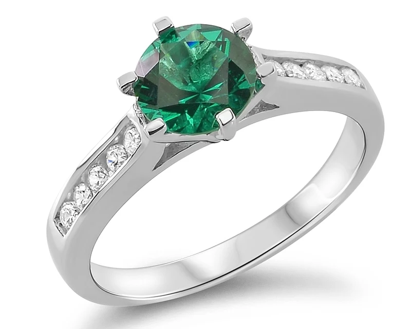SILBERRING VERLOBUNG ANTRAG ZIRKONIA GRÜN 925 SILBER RING KRISTALL DAMEN FRAU