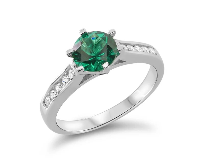 SILBERRING VERLOBUNG ANTRAG ZIRKONIA GRÜN 925 SILBER RING KRISTALL DAMEN FRAU