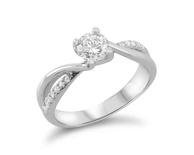 SILBERRING VERLOBUNG ZIRKONIA WEIß ANTRAGSRING RING 925 SILBER DAMENRING KRISTALL
