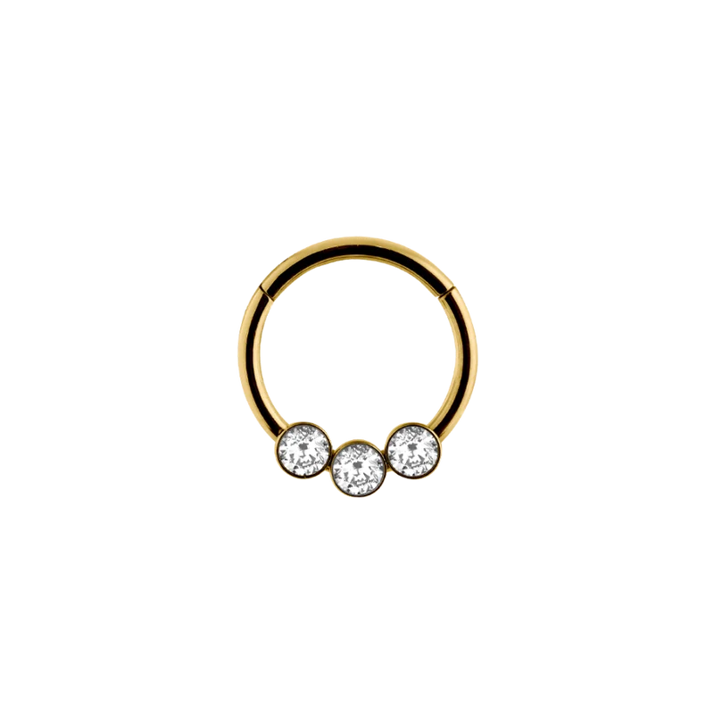 Triple Stone Clicker Piercing Gold