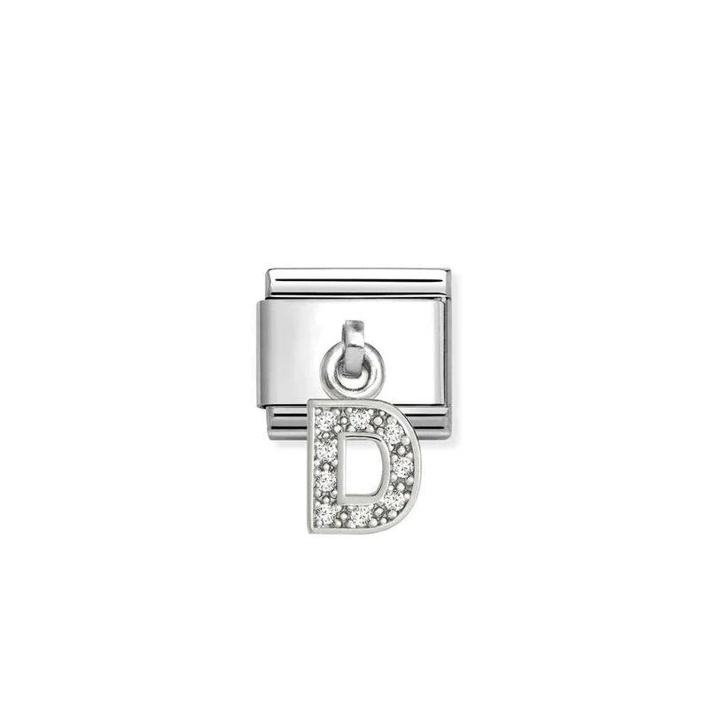 Classic Silver CZ Letter D Letters & Numbers Pendant Charms