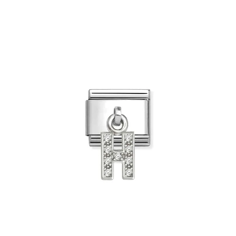Classic Silver CZ Letter H Letters & Numbers Pendant Charms