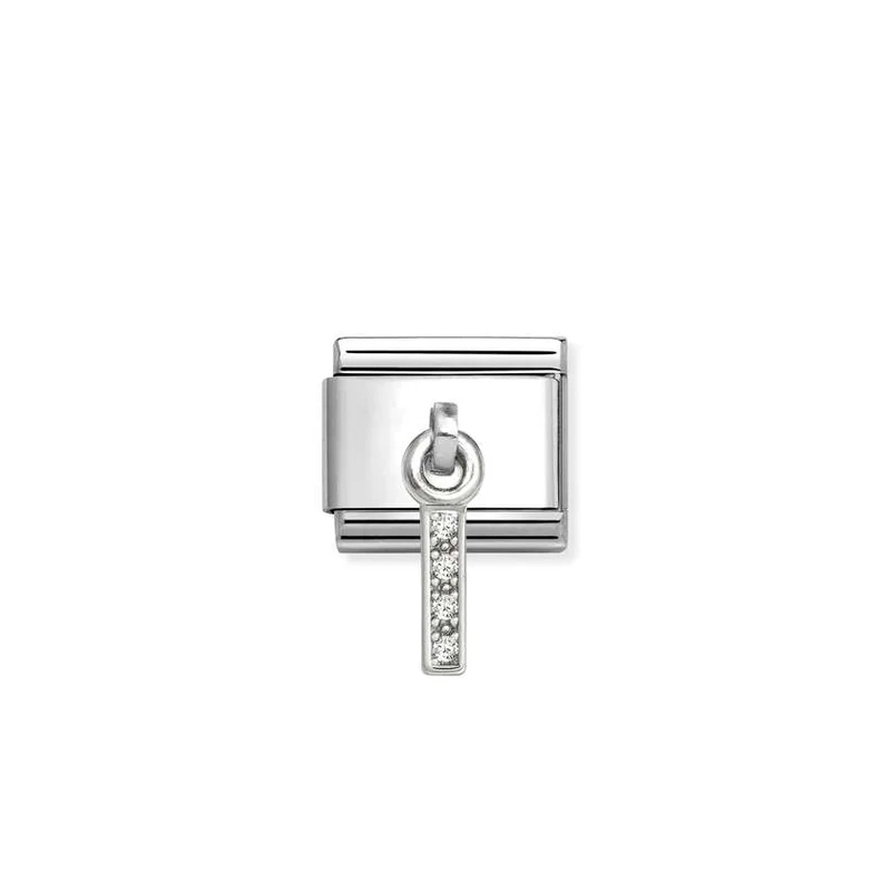 Classic Silver CZ Letter I Letters & Numbers Pendant Charms