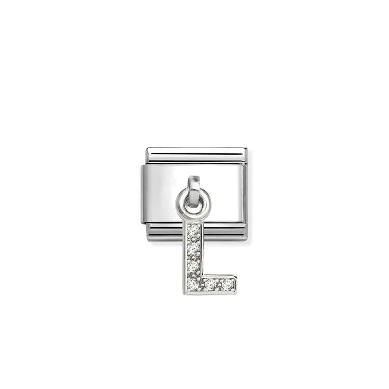 Classic Silver CZ Letter L Letters & Numbers Pendant Charms