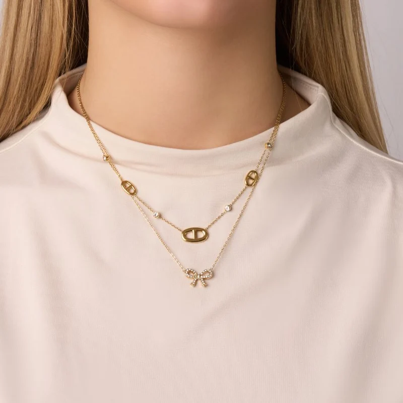 Pave Ribbon Kette 14K Vergoldet