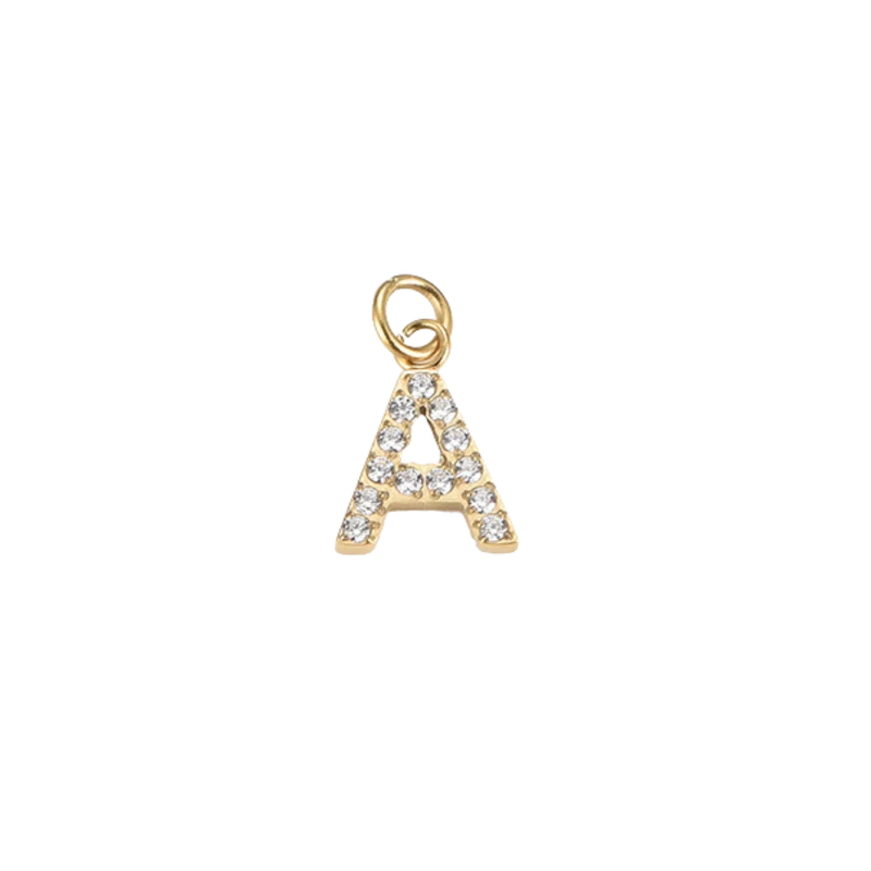 PAVE LETTER CHARM 14K VERGOLDET
