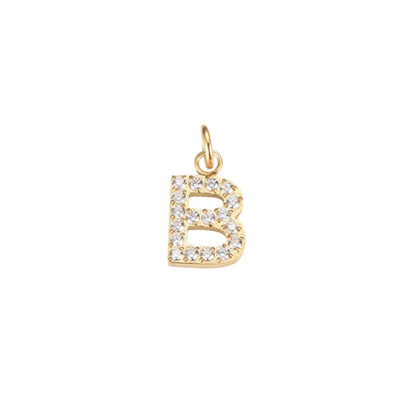 PAVE LETTER CHARM 14K VERGOLDET