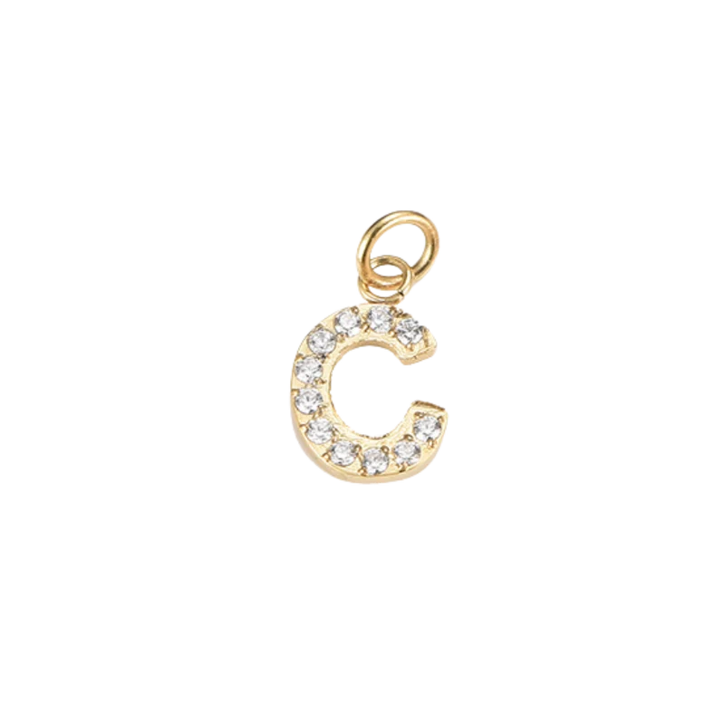 PAVE LETTER CHARM 14K VERGOLDET