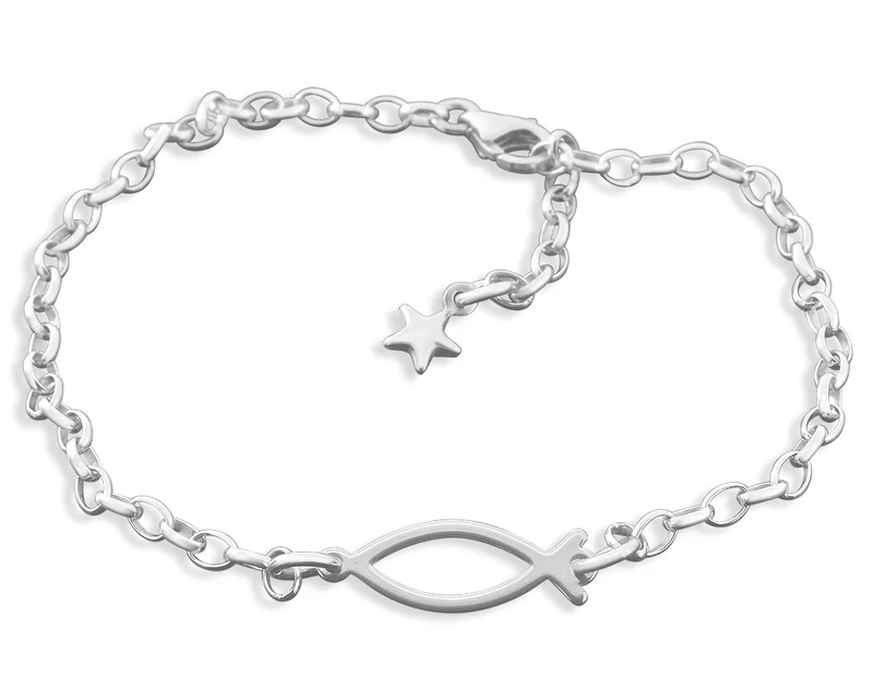 TAUFARMBAND 925 SILBER TAUFFISCH SILBERSCHMUCK ICHTHYS TAUFSCHMUCK
