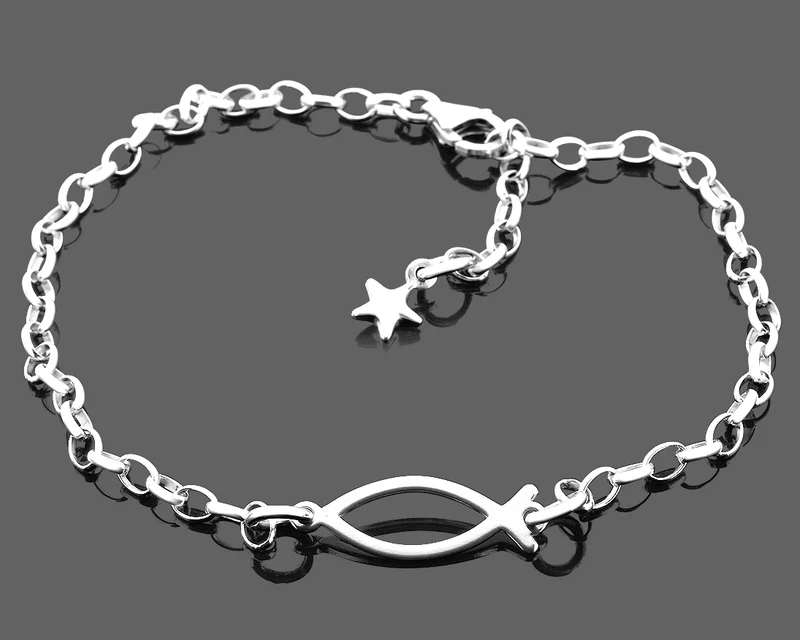 TAUFARMBAND 925 SILBER TAUFFISCH SILBERSCHMUCK ICHTHYS TAUFSCHMUCK