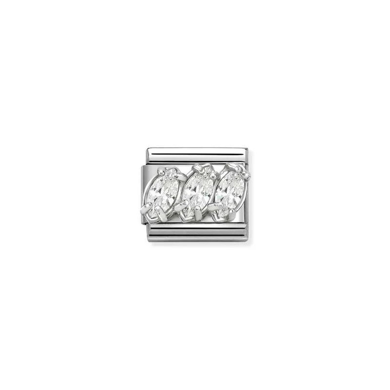 Classic Silver CZ White Trilogy Sparkly & Stones Charms