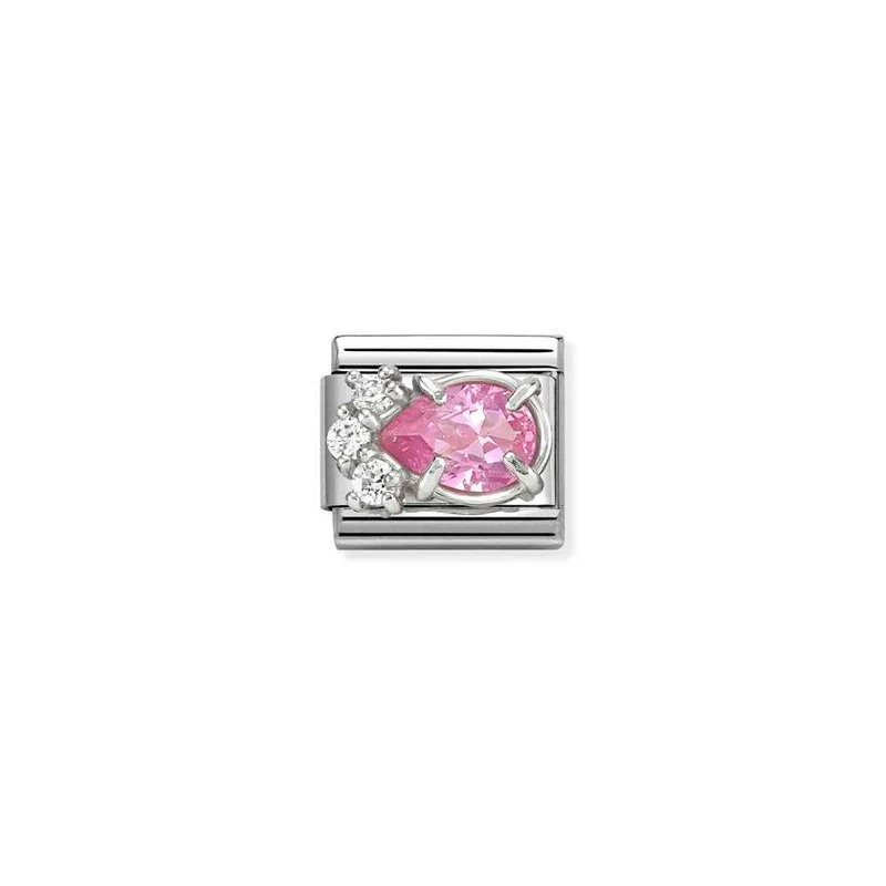 Classic Silver CZ Pink Drop Sparkly & Stones Charms