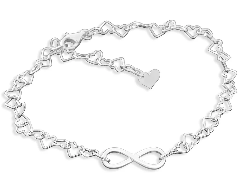 UNENDLICHKEITS SYMBOL HERZ ARMBAND SILBER FREUNDSCHAFTSARMBAND