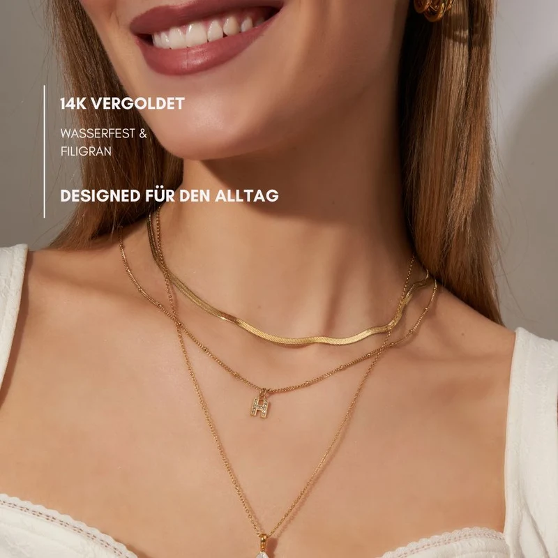 Simple Letter Kette 14K VERGOLDET