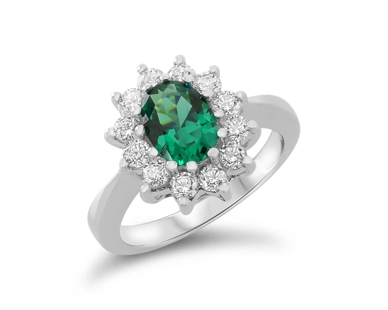 VERLOBUNGSRING ROYAL ZIRKONIA GRÜN SILBERRING 925 SILBER RING DAMEN KRISTALL