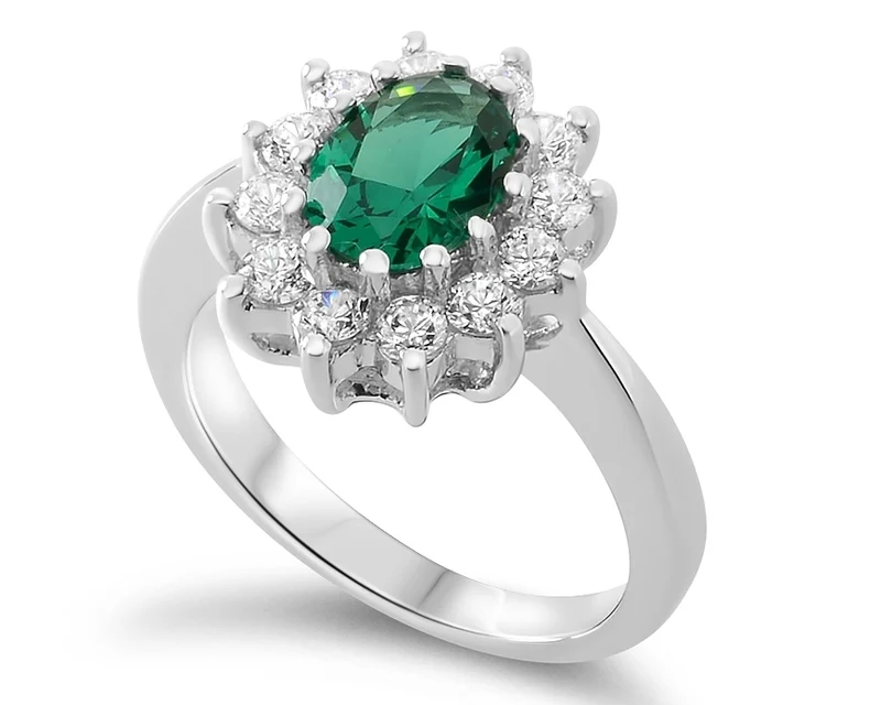 VERLOBUNGSRING ROYAL ZIRKONIA GRÜN SILBERRING 925 SILBER RING DAMEN KRISTALL