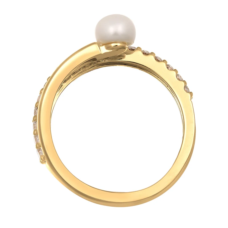 Wickelring Elegant | Süßwasserperle, Zirkonia (Weiß)
